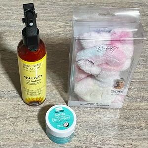 Bundle of Jane Carter quench curl hydrator, b total edge wax & tie dye headband